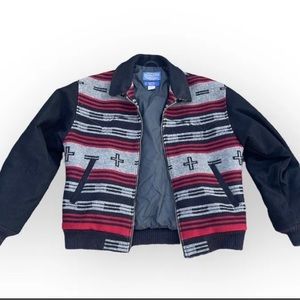 Vintage Pendleton Western Wear  Aztec Wool Bomb Jacket Men’s Sz. Small Black